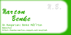 marton benke business card